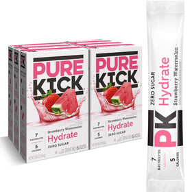 Pure Kick hydration packet opened for on-the-go flavor boost.