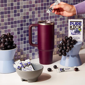 Pure Kick Hydration Singles to Go Concord Grape box packaging showing 72 servings