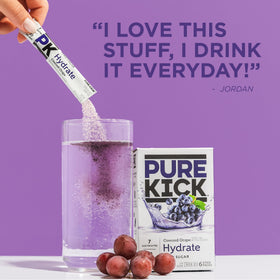 Pure Kick Hydration Singles to Go Concord Grape ingredients panel highlighting minerals