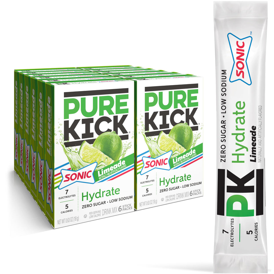 PURE KICK Sonic Limeade hydration singles to go box for on-the-go energy and hydration