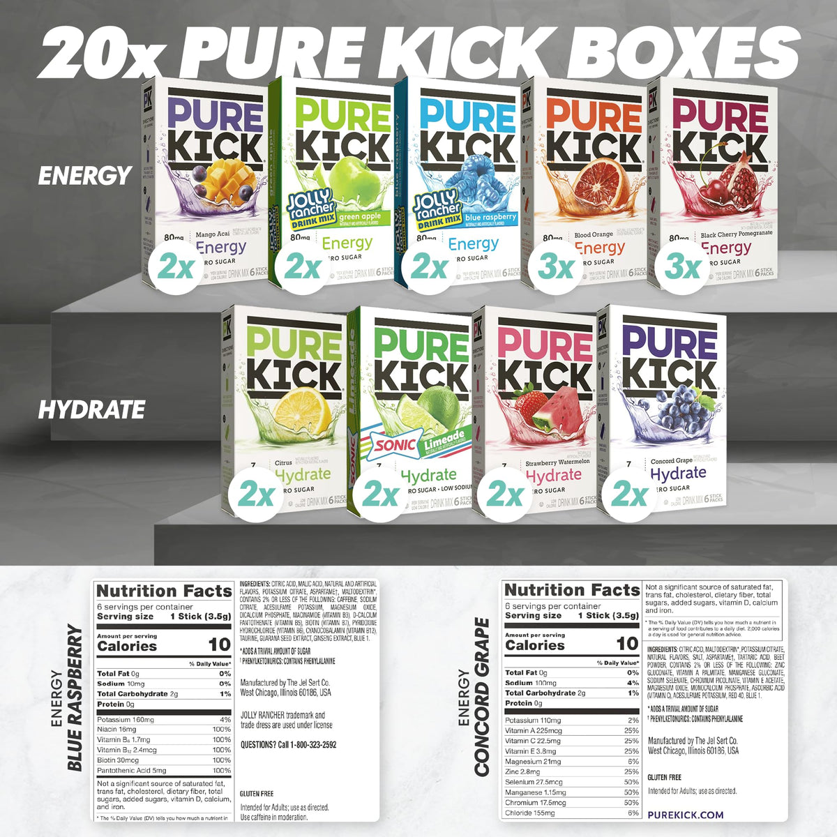 Pure Kick Ultimate Variety Pack assorted packets ready-to-mix for quick hydration