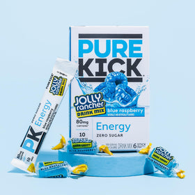 Pure Kick vitamin B complex label highlighting daily value for essential energy support.