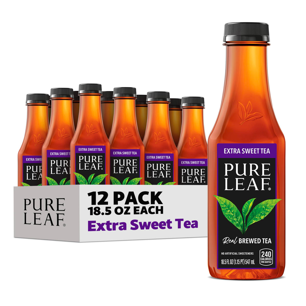 Pure Leaf Extra Sweet Iced Tea bottle with real brewed flavor for a refreshing sip
