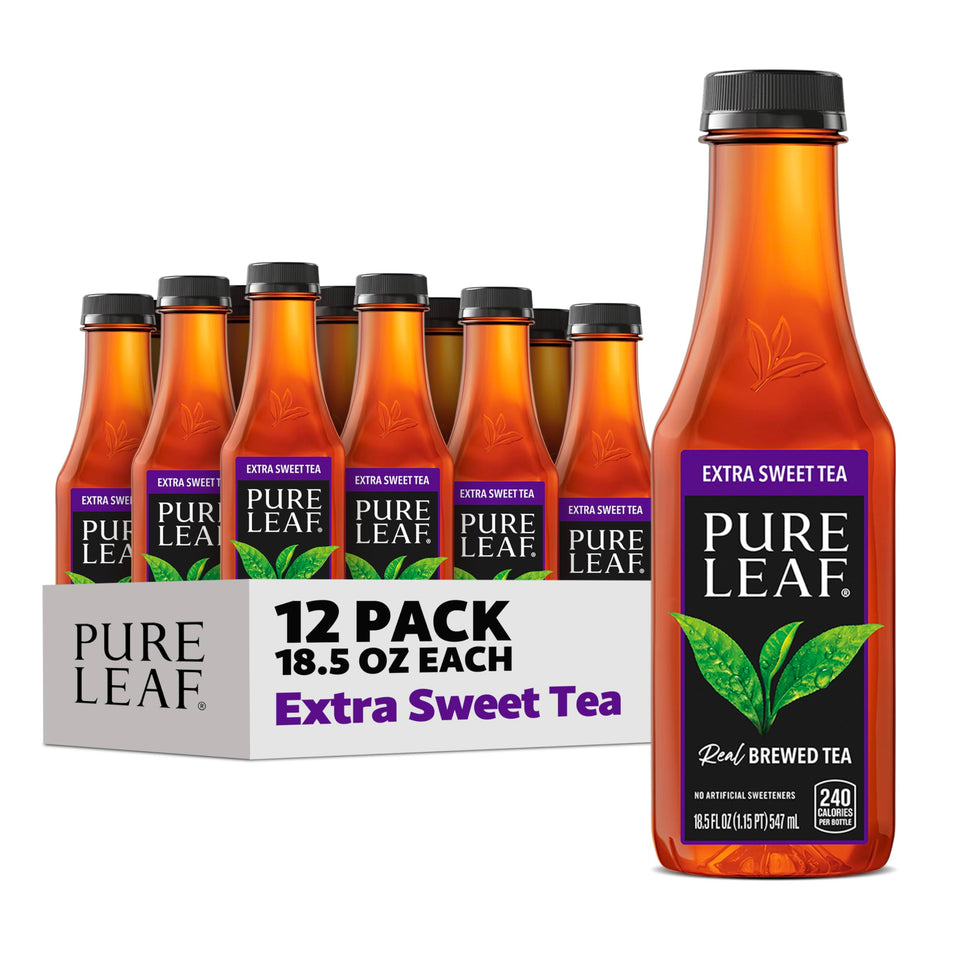 Pure Leaf Extra Sweet Iced Tea bottle with real brewed flavor for a refreshing sip