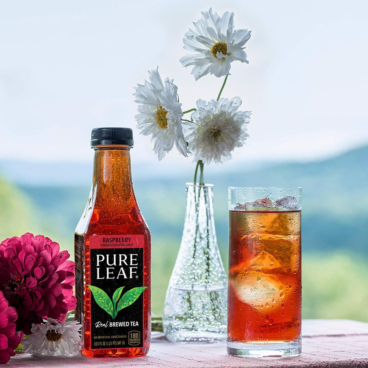 Pouring Pure Leaf iced tea into a glass for quick refreshment
