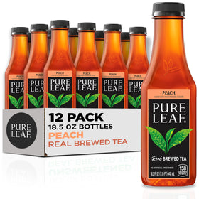 Pure Leaf Peach Iced Tea bottle front view, a refreshing break.