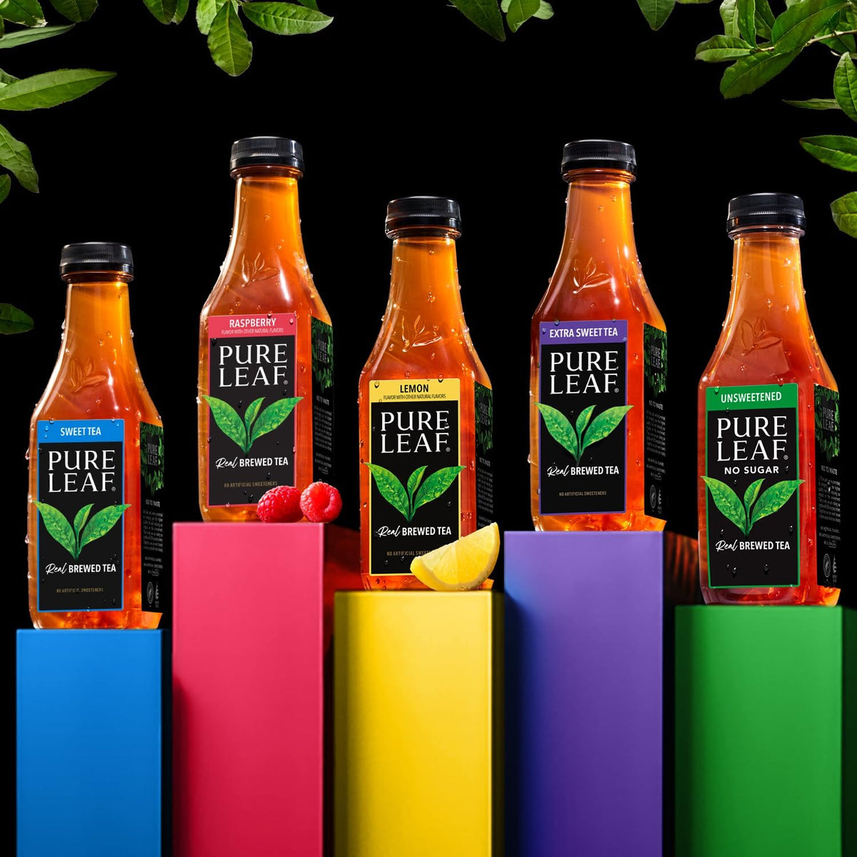 Chilled Pure Leaf Peach Iced Tea in a glass with ice, inviting summer vibes.