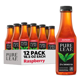 Pure Leaf Raspberry Iced Tea bottle shows real brewed flavor for daily refreshment.