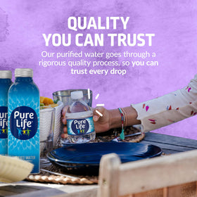 Pure Life mineral-enhanced water emphasizes crisp taste ideal for daily refreshment.