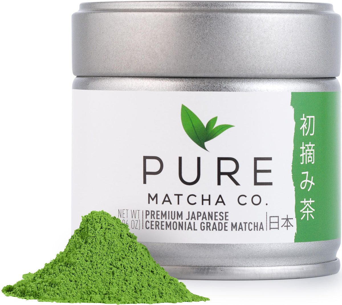 Pure Matcha Co ceremonial grade tin with airtight seal preserves freshness
