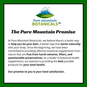 Pure Mountain Botanicals close-up of drops highlights purity and organic quality