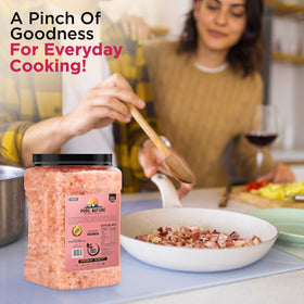 Pure Nature pink salt crystal texture adds gourmet finish