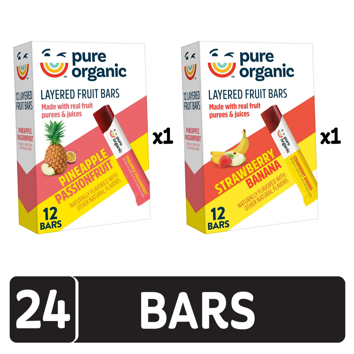 Pure Organic layered fruit bar pineapple passionfruit, tropical flavor in a bar
