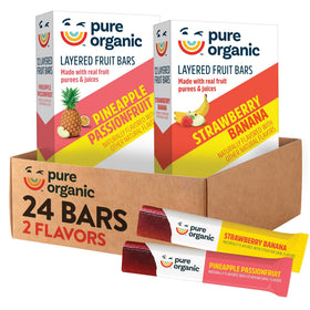 Pure Organic layered fruit bar strawberry banana, on-the-go snack with fruity aroma