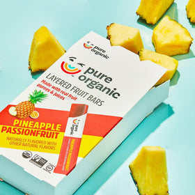 Ingredients close-up of Pure Organic Pineapple Passionfruit layered bar