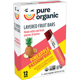 Nutrition label view for Pure Organic Pineapple Passionfruit layered bar