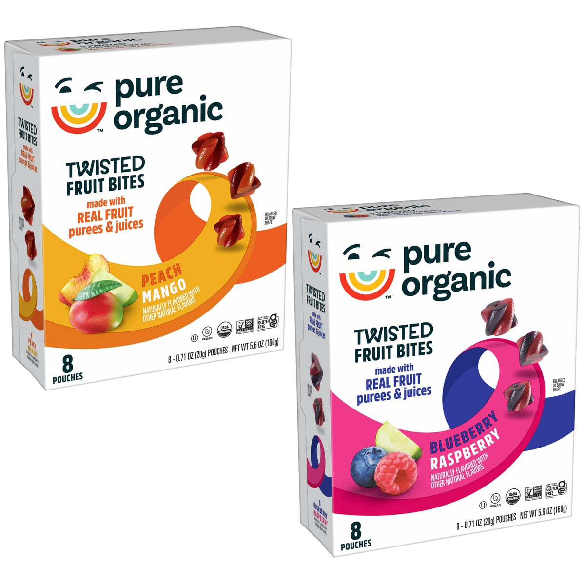 Pure Organic Twisted Fruit Bites convenient on-the-go snack packaging.
