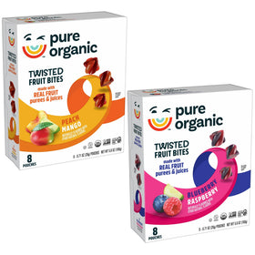 Pure Organic Twisted Fruit Bites convenient on-the-go snack packaging.