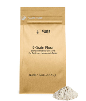 Pure Original Ingredients 9 Grain Flour bag front, ideal for homemade bread and pizza dough