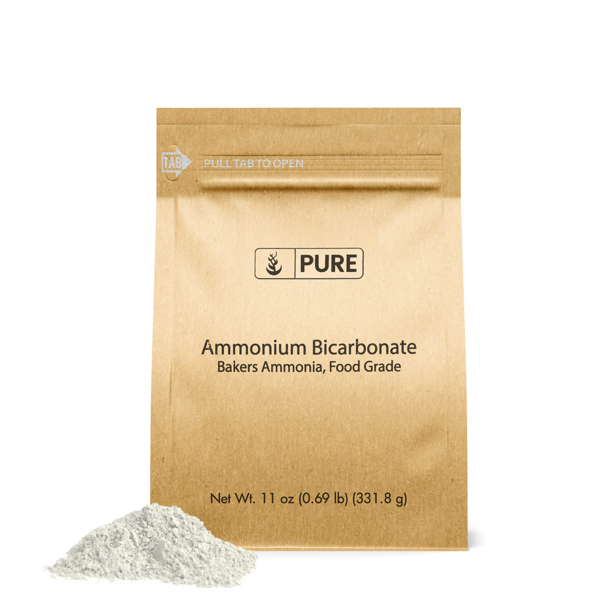 Pure Original Ingredients ammonium bicarbonate label; ideal for traditional bread and cookies.