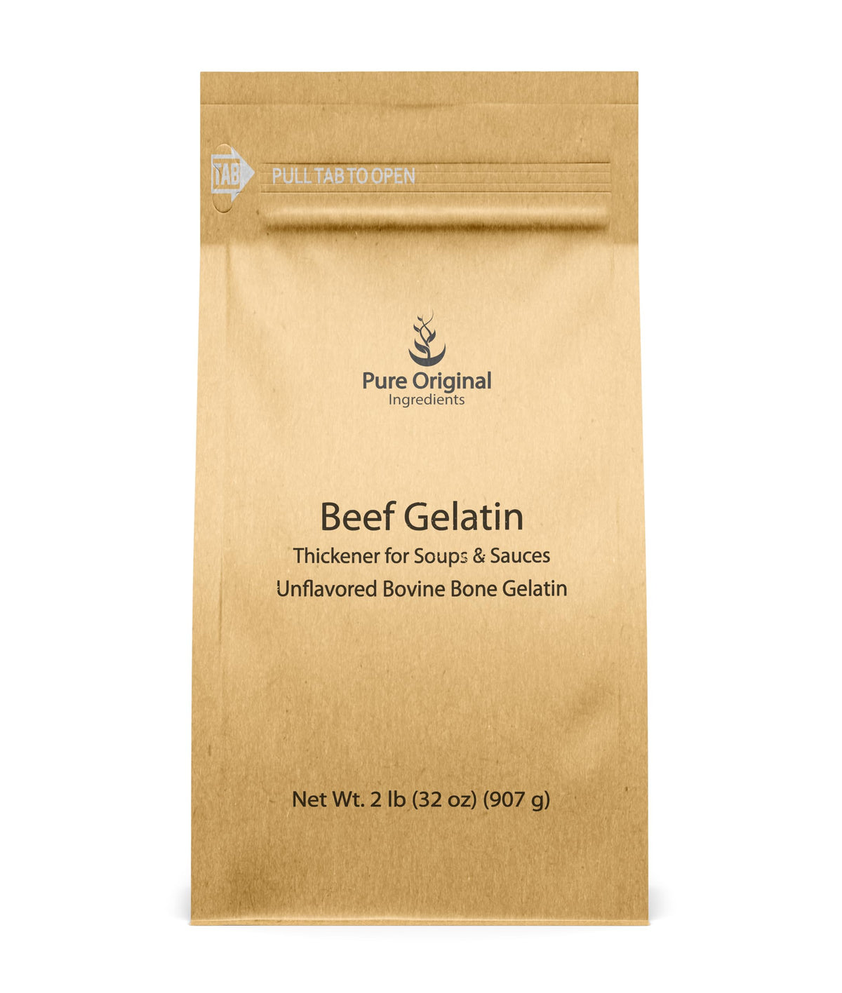 Pure Original Ingredients Beef Gelatin bottle pour shows thickening for sauces and gravies.