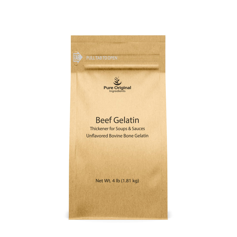 Pure Original Ingredients Beef Gelatin sourced from bovine bone for clean thickening.