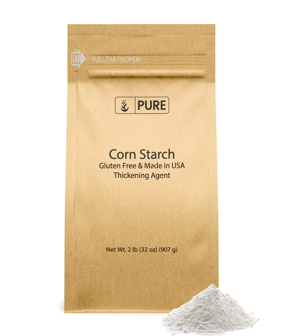 Pure Original Ingredients corn starch bag with resealable seal for fresh storage.