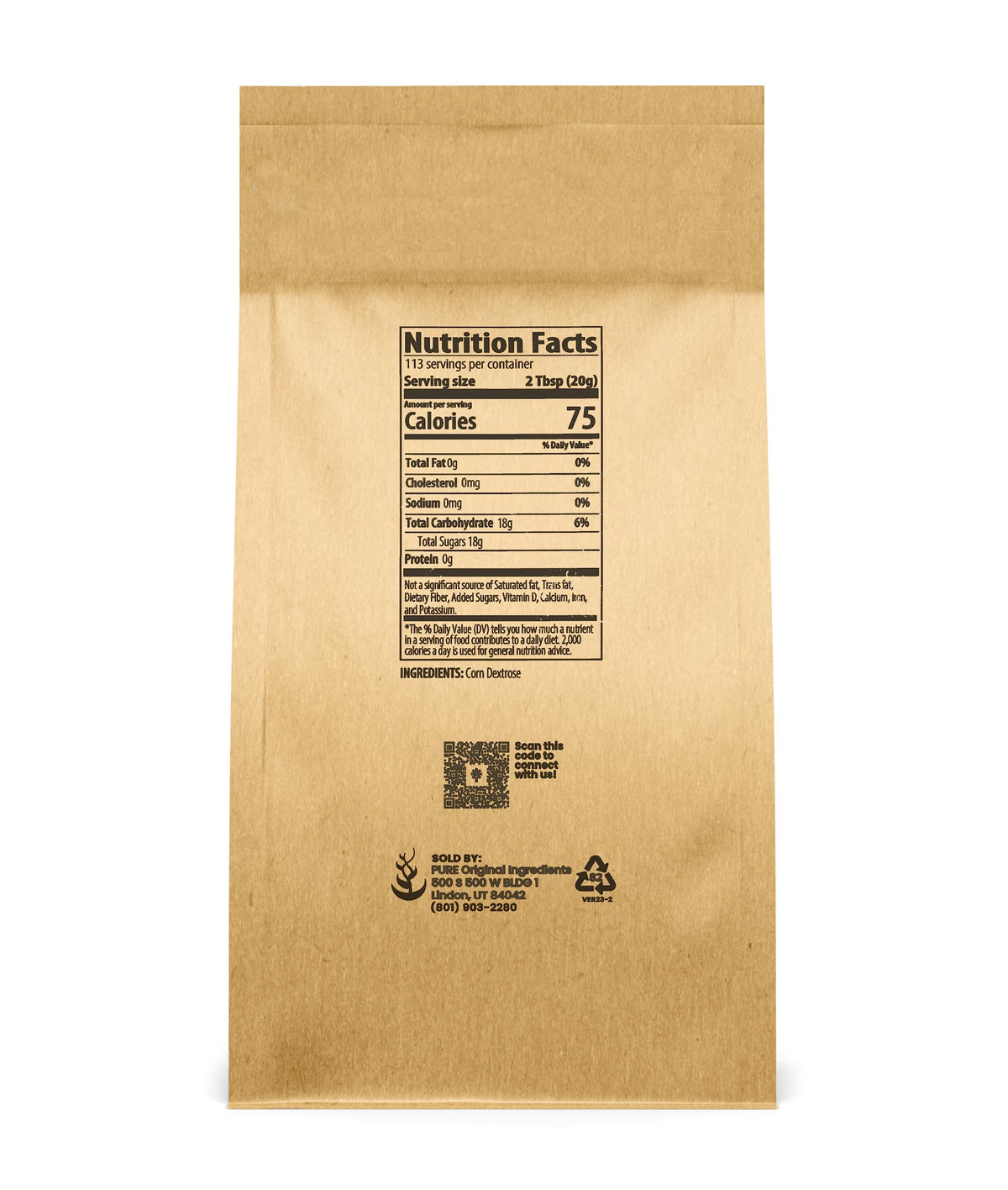 Pure Original Ingredients Dextrose in a coffee cup, a potential sweetener for drinks.