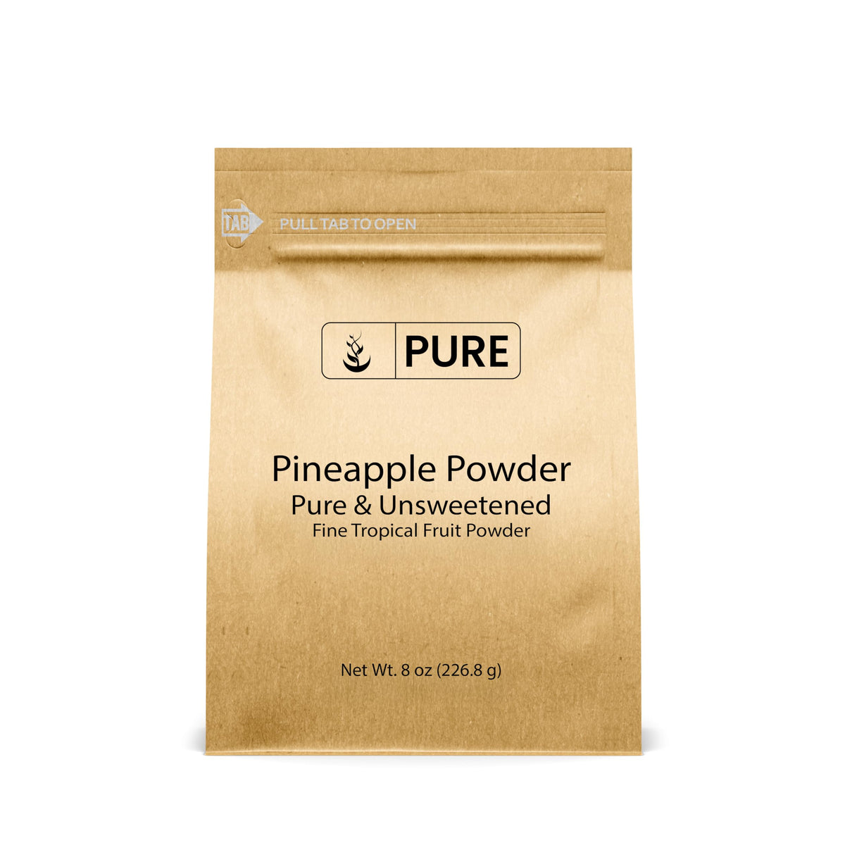 Pure Original Ingredients Pineapple Powder packaging shows pure, unsweetened flavor for easy use.