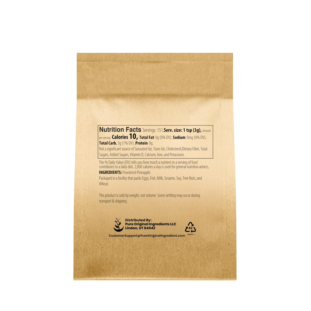 Pure Original Ingredients Pineapple Powder in a smoothie glass boosts tropical flavor.
