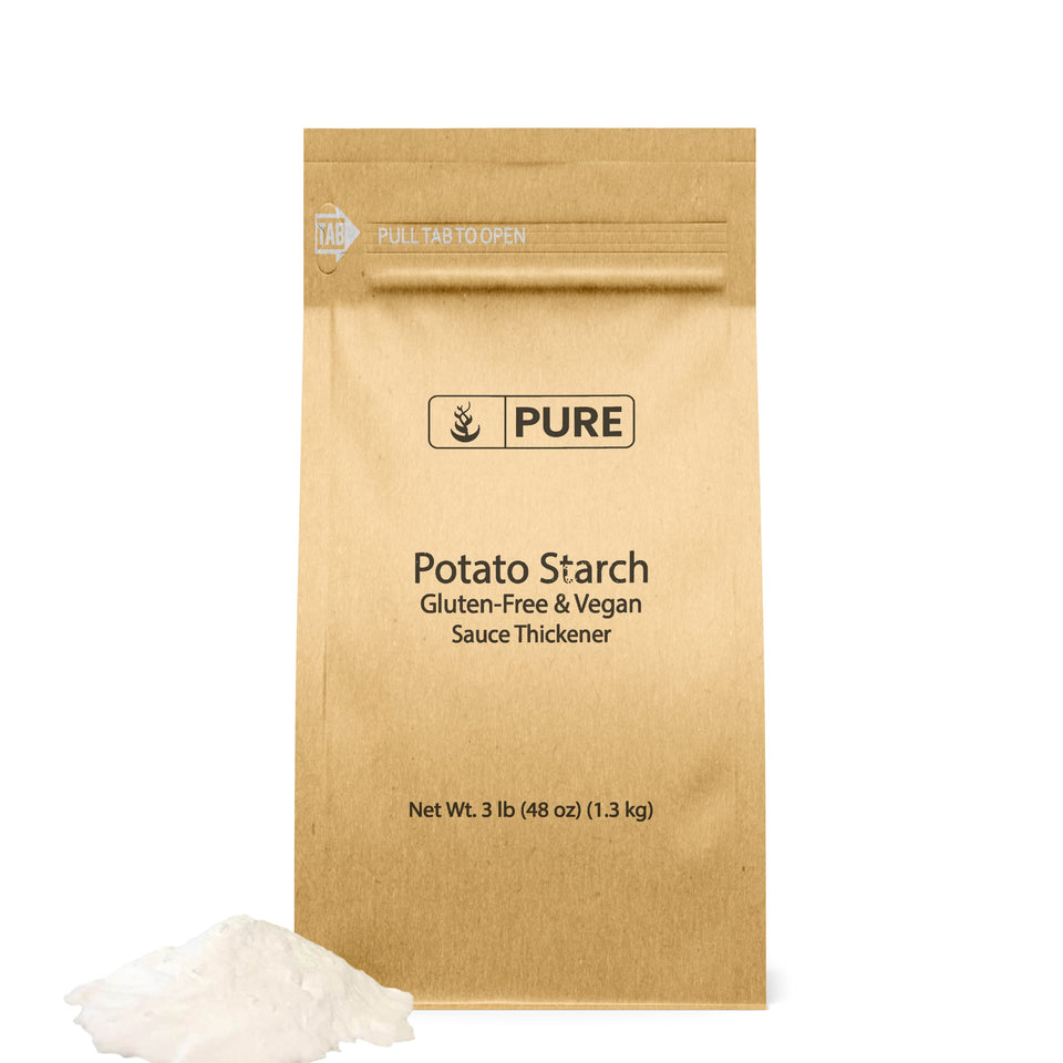 Pure Original Ingredients potato starch bag front view for smooth sauce thickening.