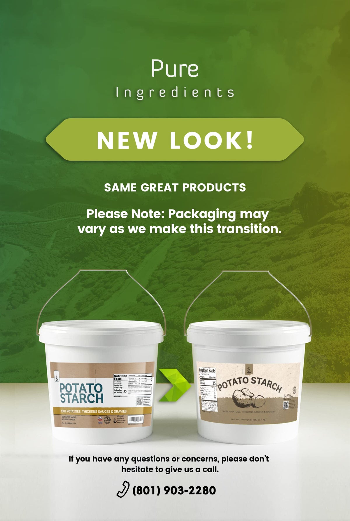 Pure Original Ingredients potato starch non-GMO and vegan friendly.