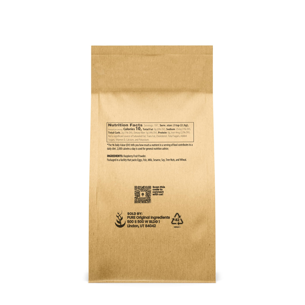 Scoop of Pure Original Ingredients Raspberry Powder for precise recipe measuring
