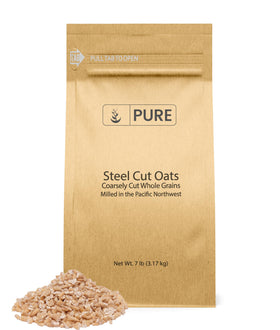 Pure Original Ingredients steel cut oats in a 7 lb bulk pack for hearty breakfasts.