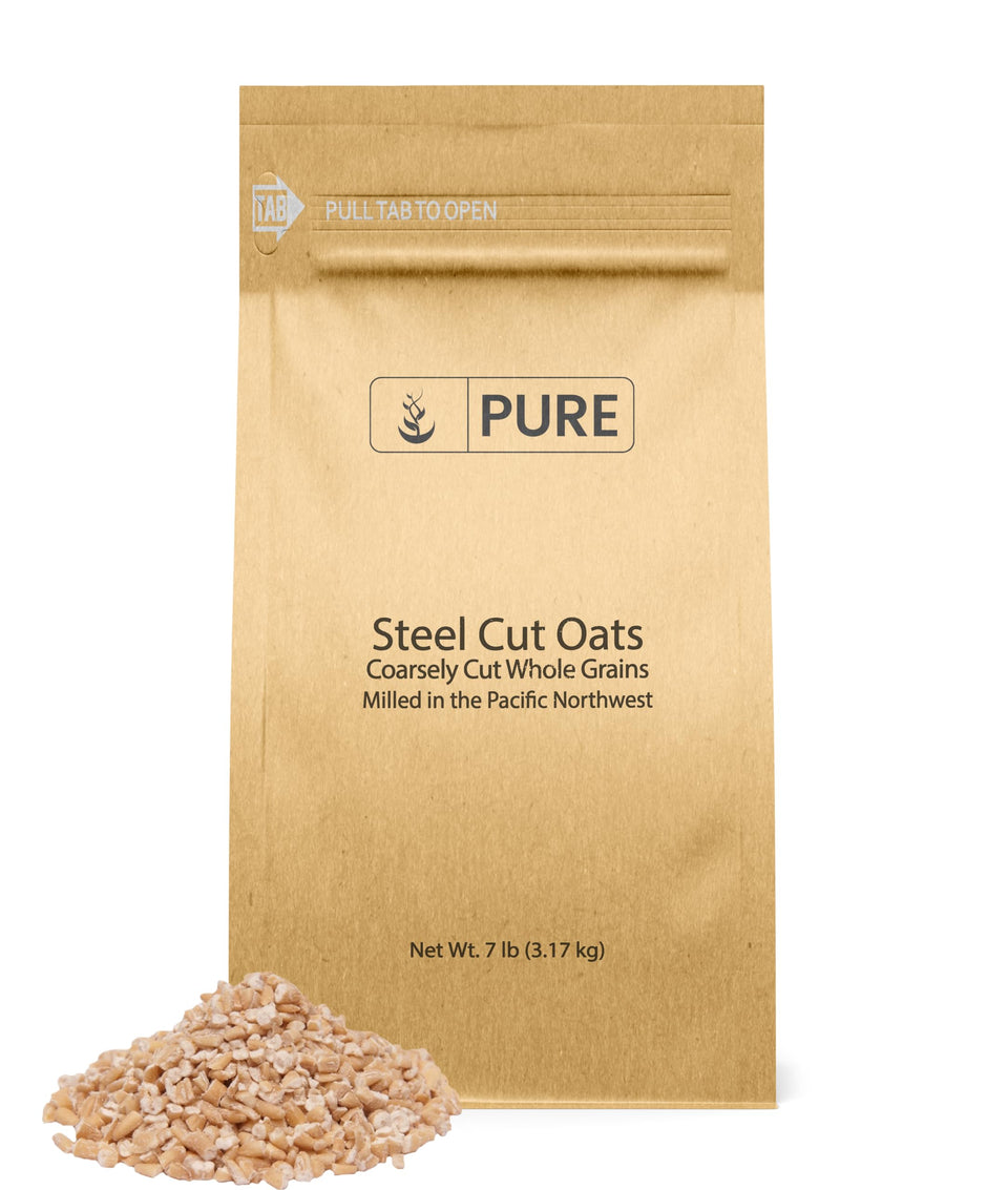 Pure Original Ingredients steel cut oats in a 7 lb bulk pack for hearty breakfasts.