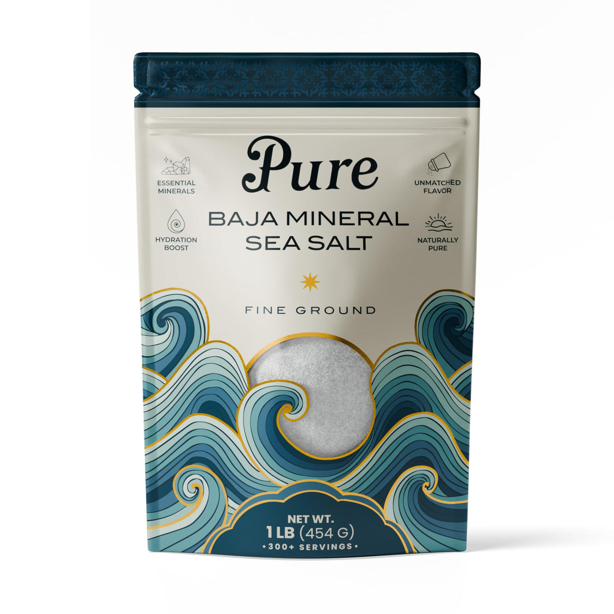 Pure Sea Salts Baja sea salt 1lb, minerals-rich for cooking and finishing.