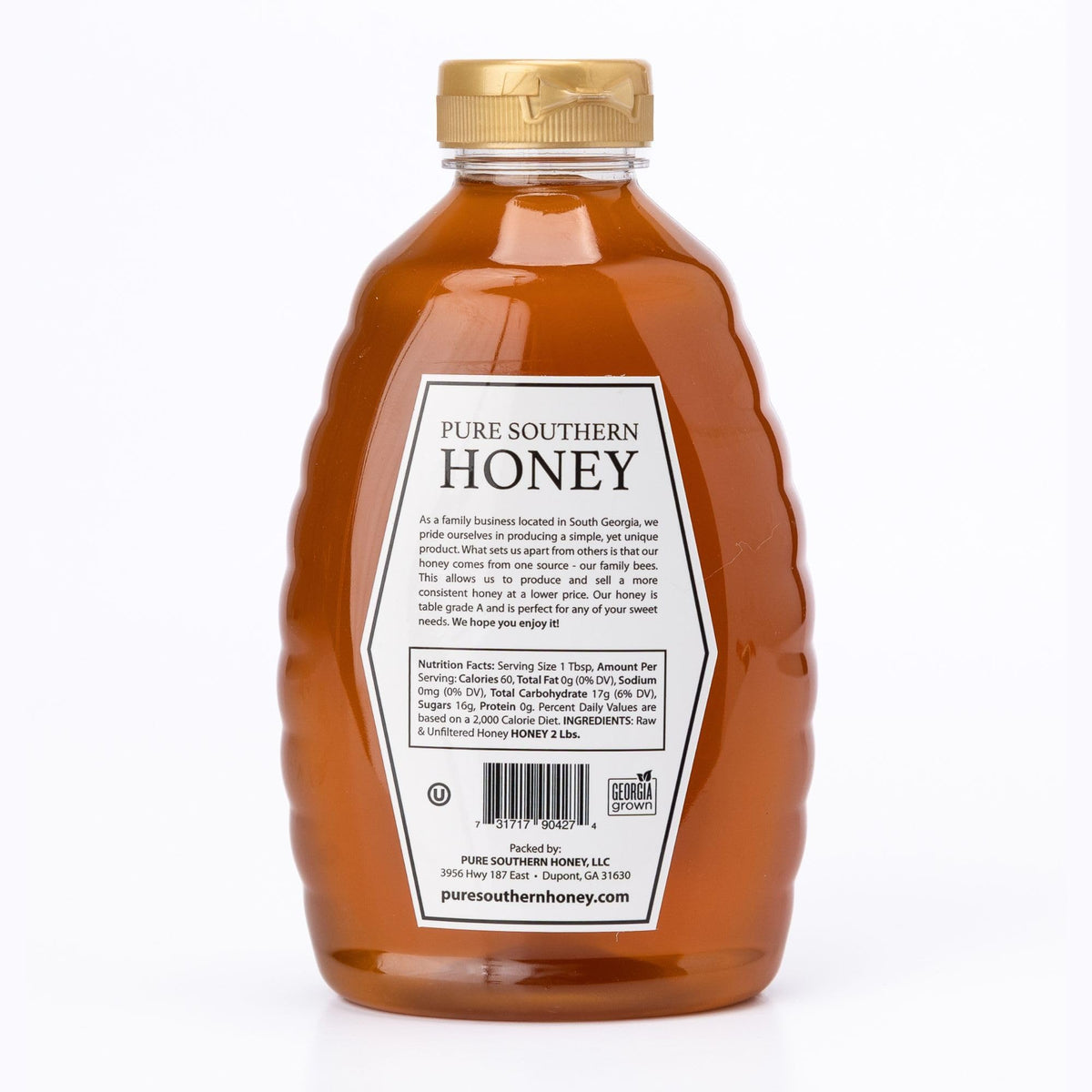Pure Southern Honey Georgia floral sources bottle showcases Gallberry nectar aroma.