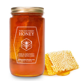 Pure Southern Honey raw unfiltered jar closeup for everyday natural sweetness