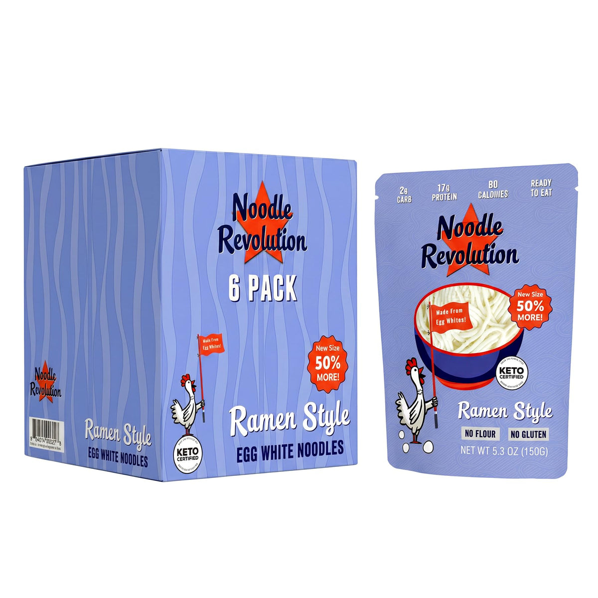 Pure Traditions Noodle Revolution package front showing the new size and features