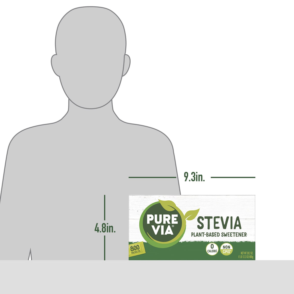 Pure Via stevia packets added to coffee for a flavorful, low-calorie sip.