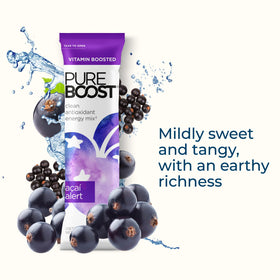 Pureboost Acai Alert dissolving packet in water for refreshing hydration