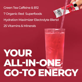 Open Pureboost Red Burst packet ready to mix in water