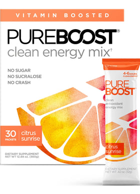 Pureboost Citrus Sunrise bottle delivers clean energy with no sugar.