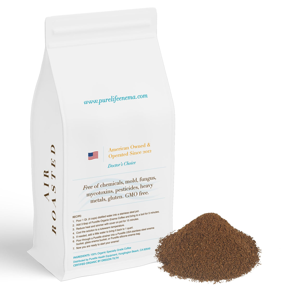 Purelife Enema Coffee organic Arabica beans of specialty grade quality.
