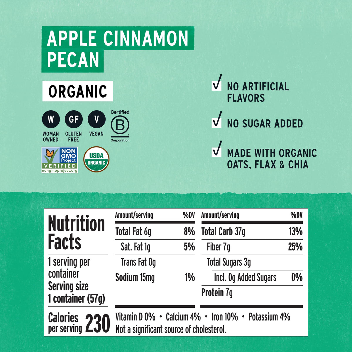 Purely Elizabeth 7g fiber per serving highlighted on the cup.