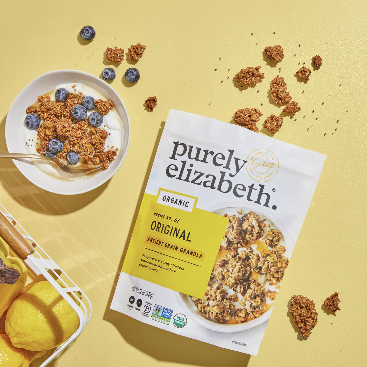 Purely Elizabeth ancient grain granola original bag with wholesome aroma