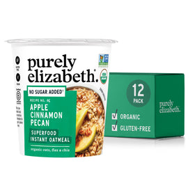 Purely Elizabeth Apple Cinnamon Oatmeal Cups pack 12, ready for quick gluten-free mornings.