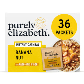 Purely Elizabeth Banana Nut packaging with 6-pack bundle for quick breakfasts.