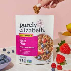 Ingredient view shows amaranth, quinoa flakes, and chia seeds in Purely Elizabeth Granola.