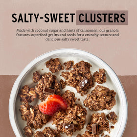 Purely Elizabeth Chocolate Peanut Butter granola bag, tasty with fruit